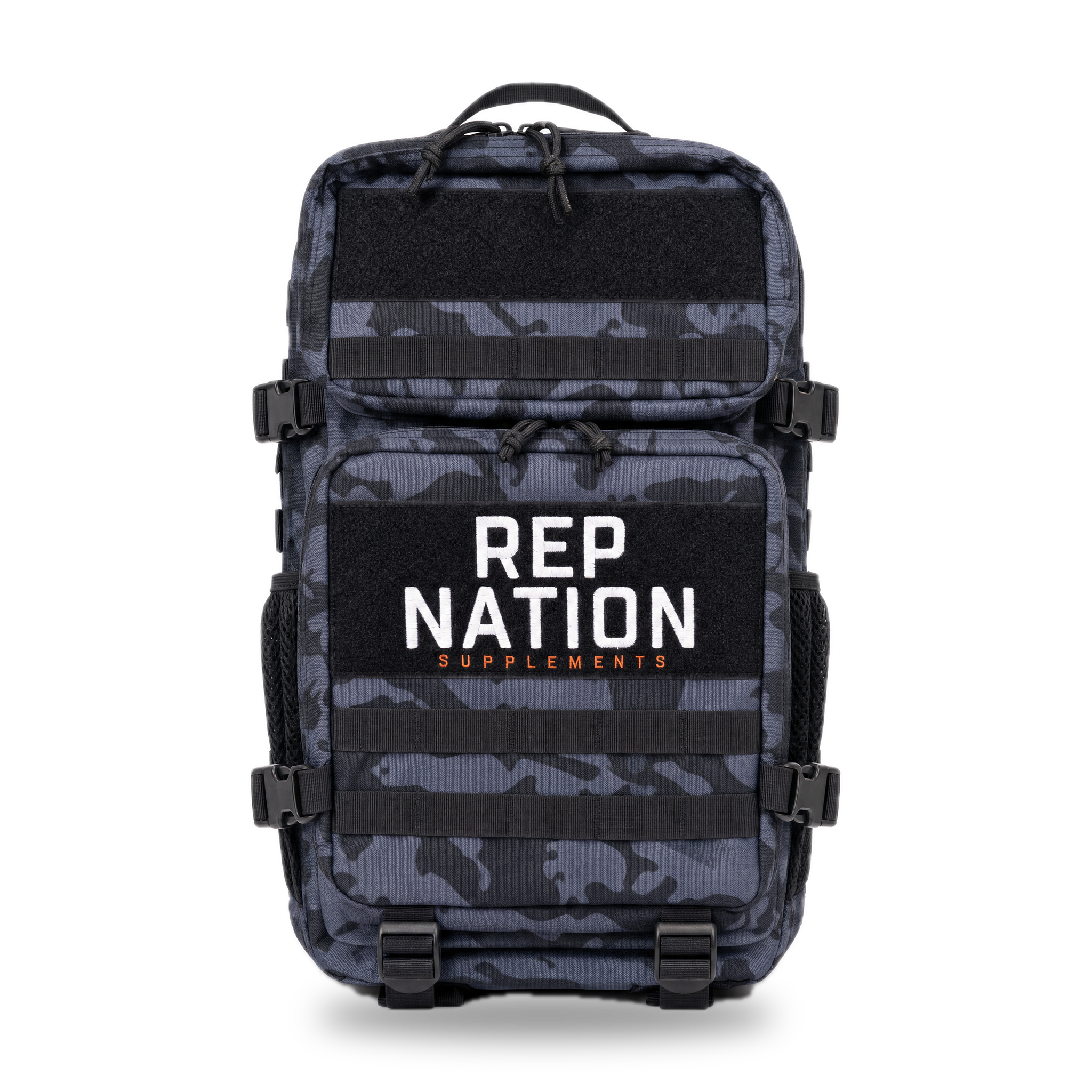 Rep Nation Tactical Bag 65L, dark camo, front view