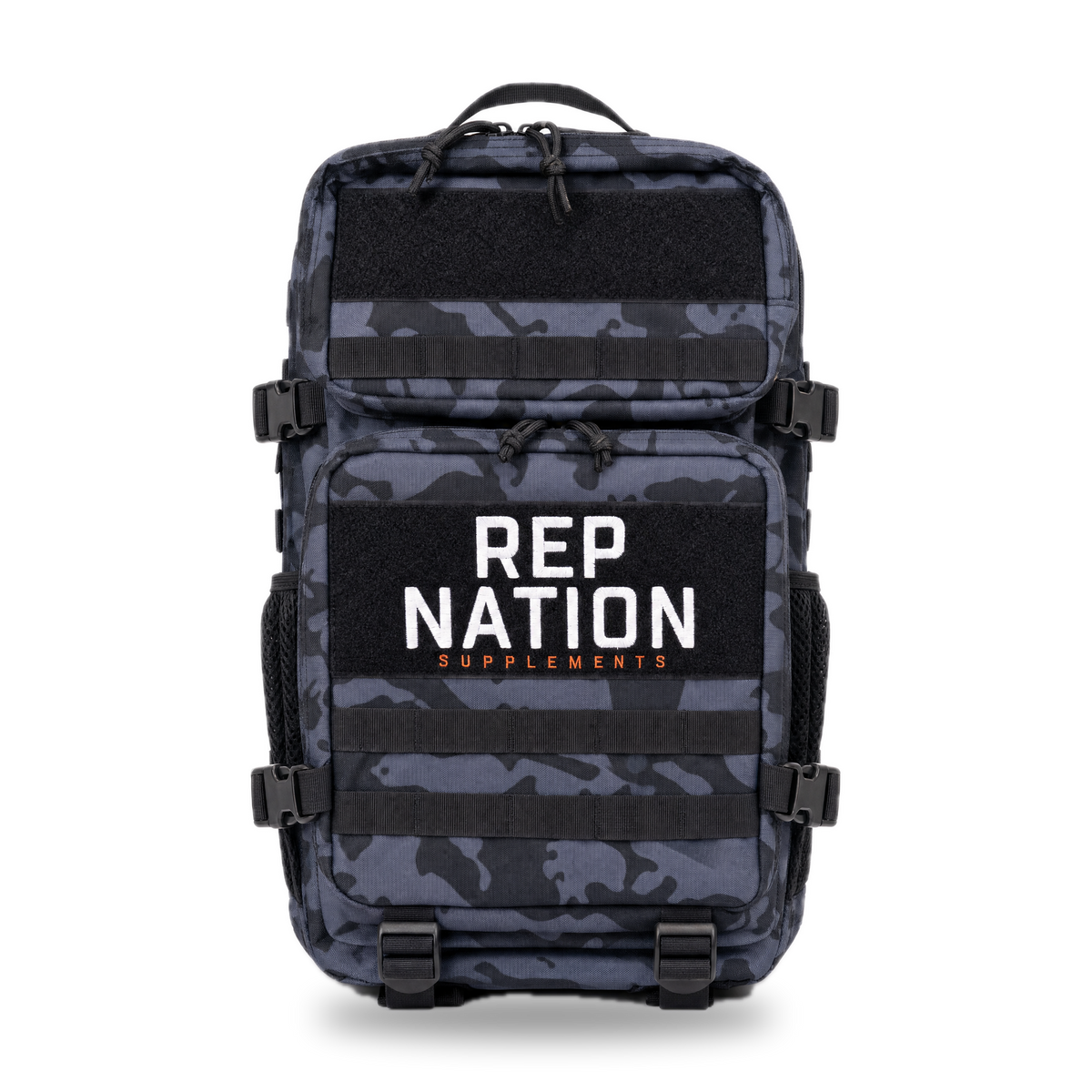 Rep Nation Tactical Bag 65L, dark camo, front view
